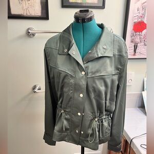 White House Black Market Green Satin Jacket